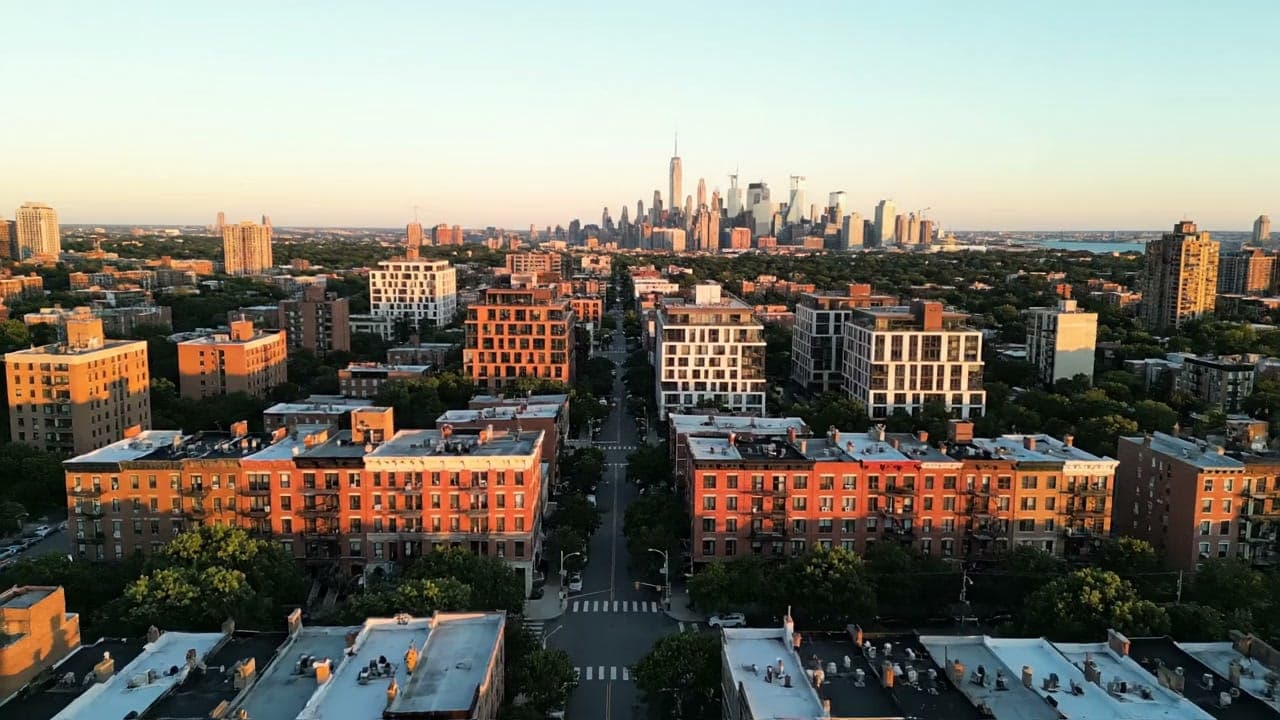 Aerial view of New York City neighborhoods